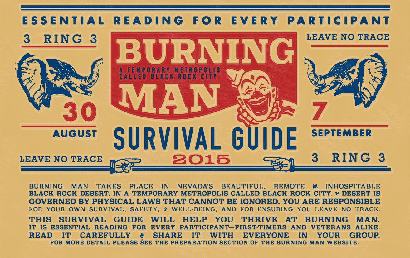 burning man survival guide periodical design, newsletter design