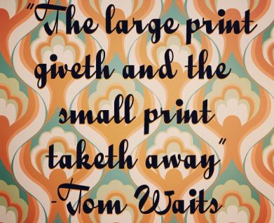 Tom Waits typographic lettering quote