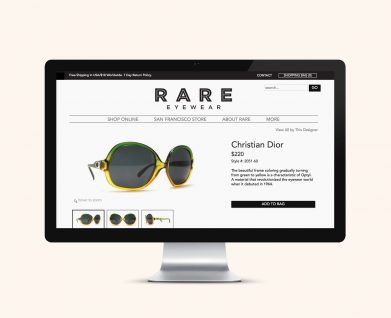 Website design for Valencia Street shop Rare Eyewear