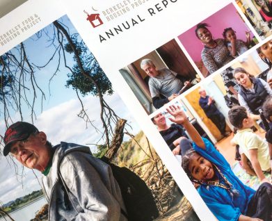 Annual report design for San Francisco Bay Area nonprofit, Berkeley Food and Housing Project