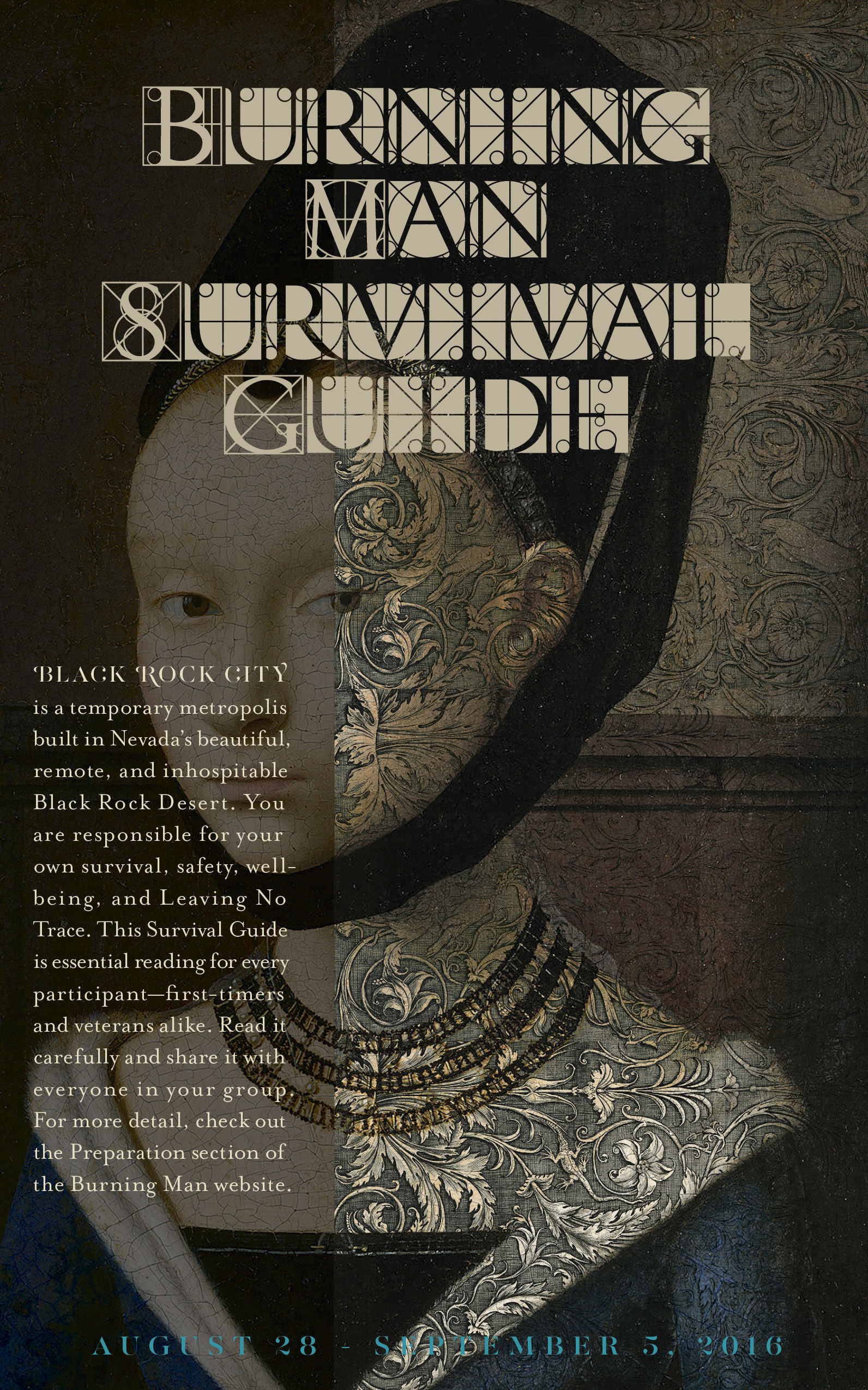 Burning Man Survival Guide periodical design, print design