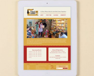 Website for Charlie's Corner, children's bookstore reading website