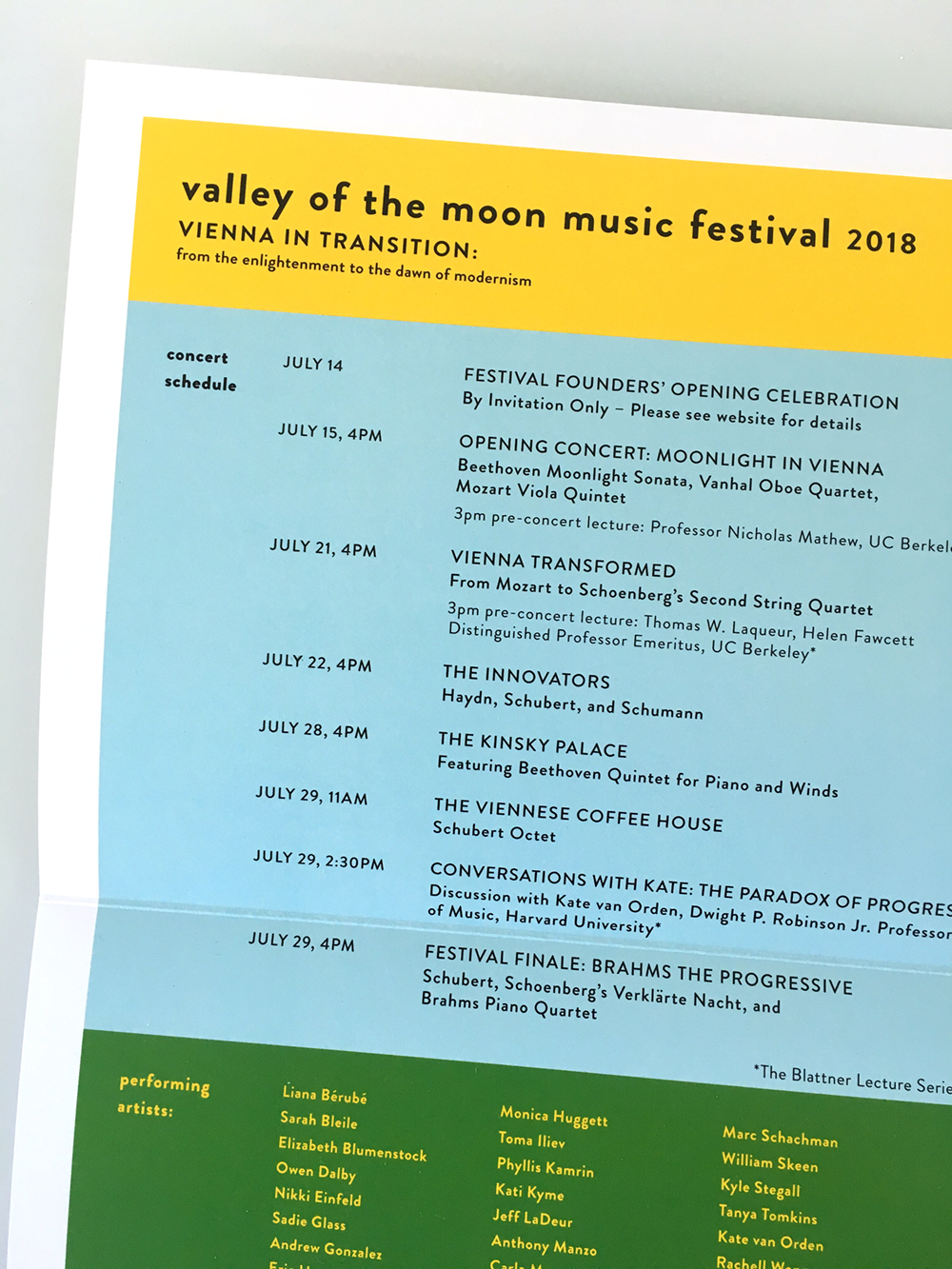 Music festival program and brochure design, sonoma california